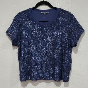 Elliot Lauren Navy Sequin Crop Top Size L